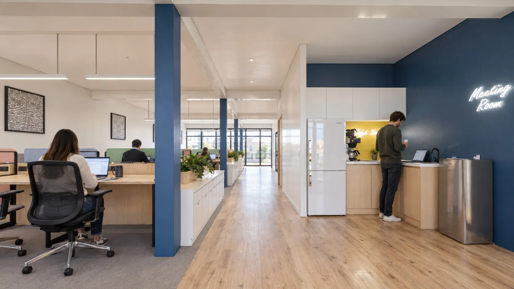 Bright and natural work space at Eighteen Coworking